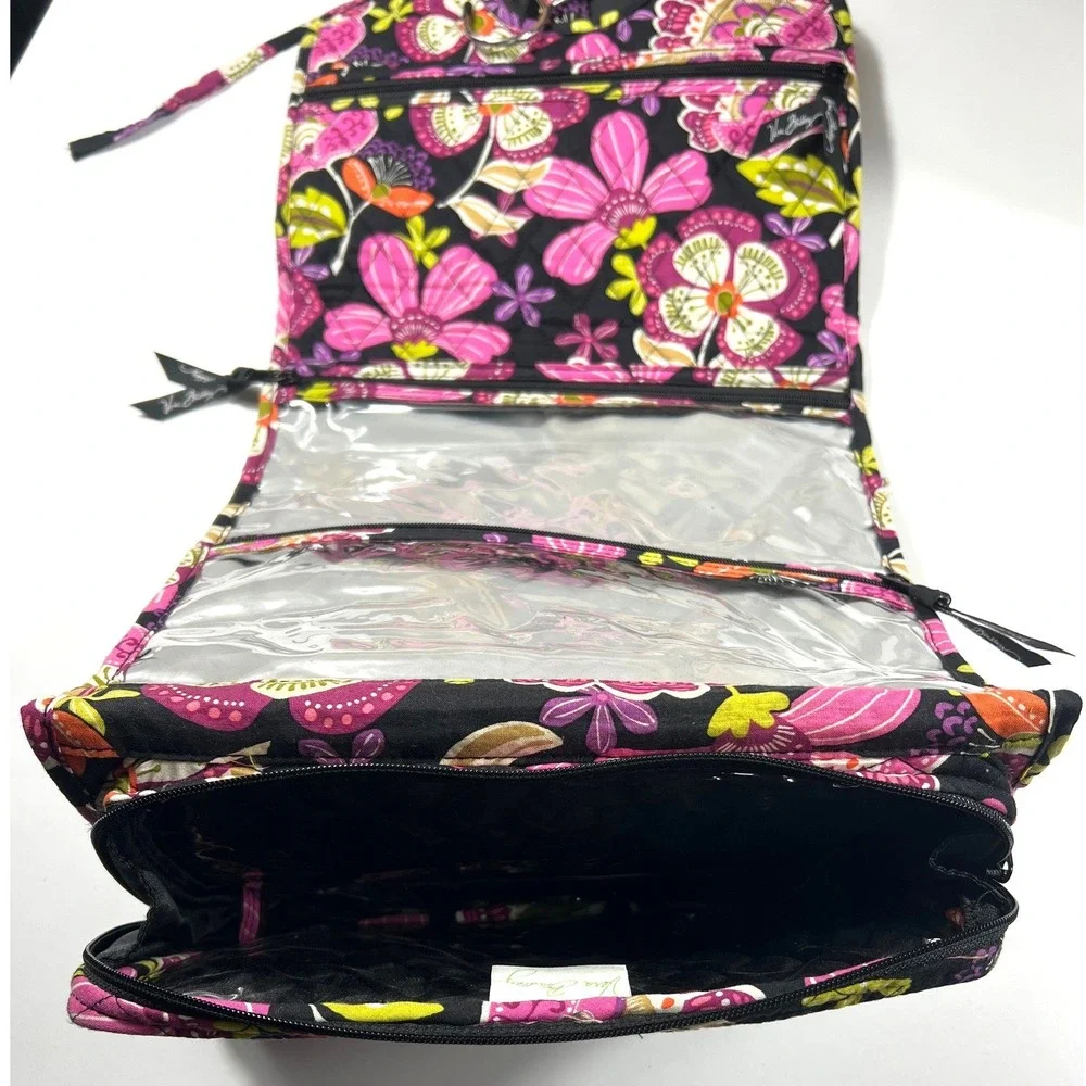Vera Bradley Plum Crazy Hanging Travel Organizer Floral Quilted Toiletry Bag GUC
